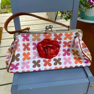 Glenda Gies Classic Leather trim Handbag EUC